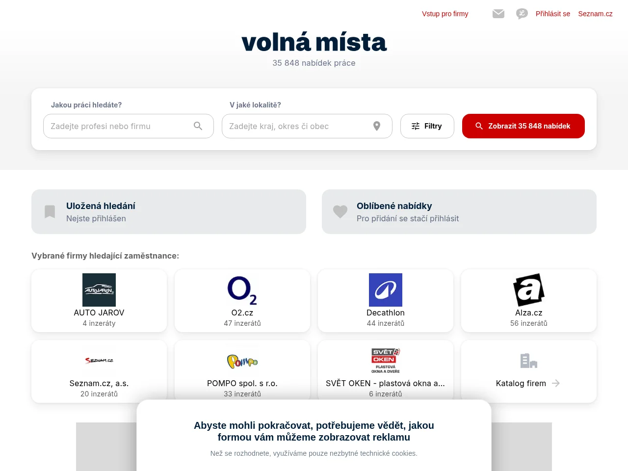 Volnámísta screenshot Volnámísta website screenshot