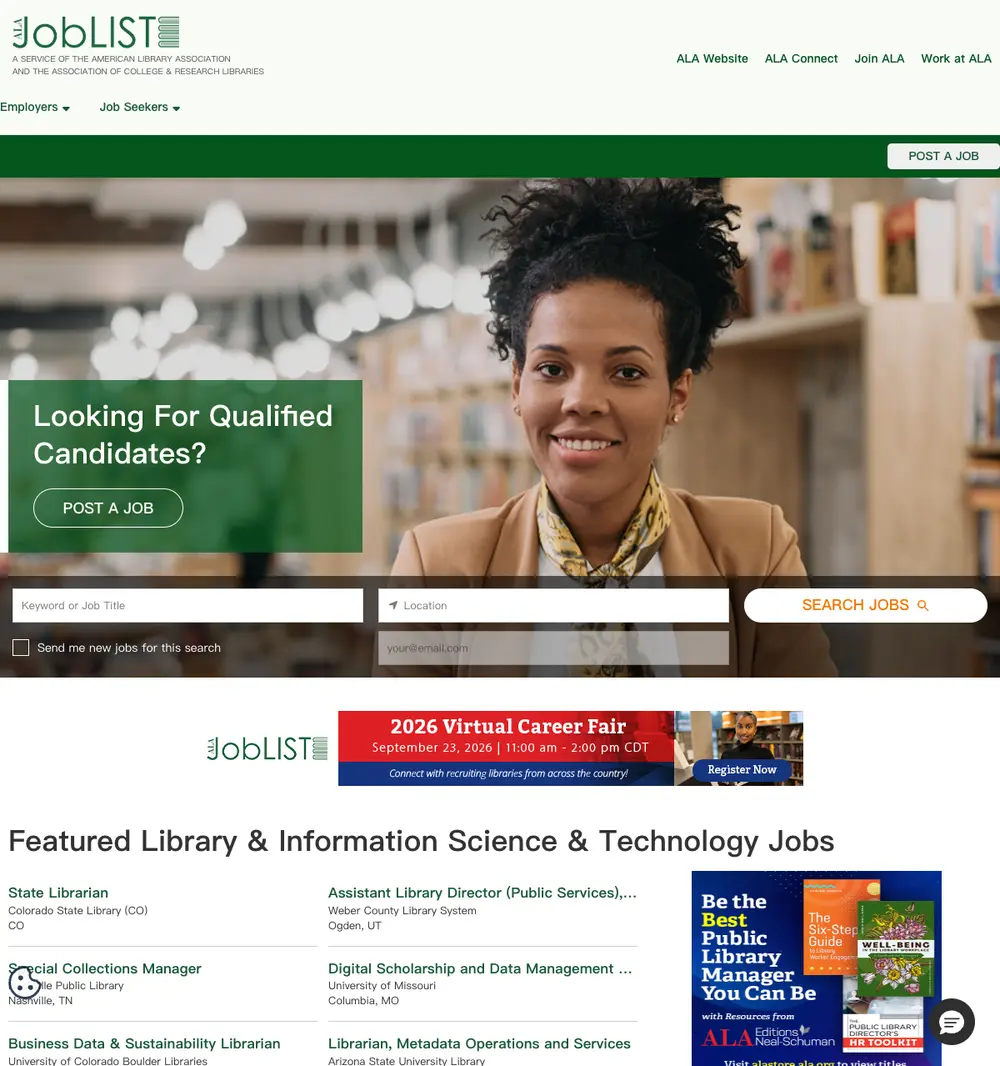 ALA JobLIST screenshot ALA JobLIST website screenshot