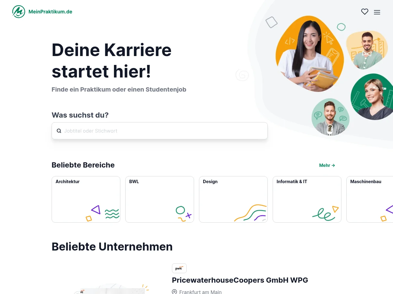 MeinPraktikum website screenshot