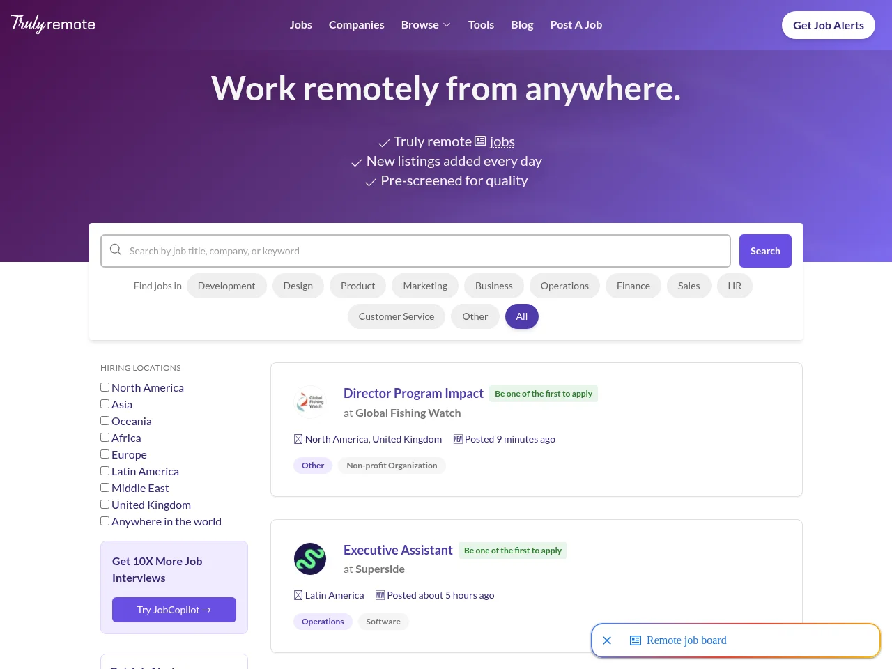 Truly Remote website screenshot