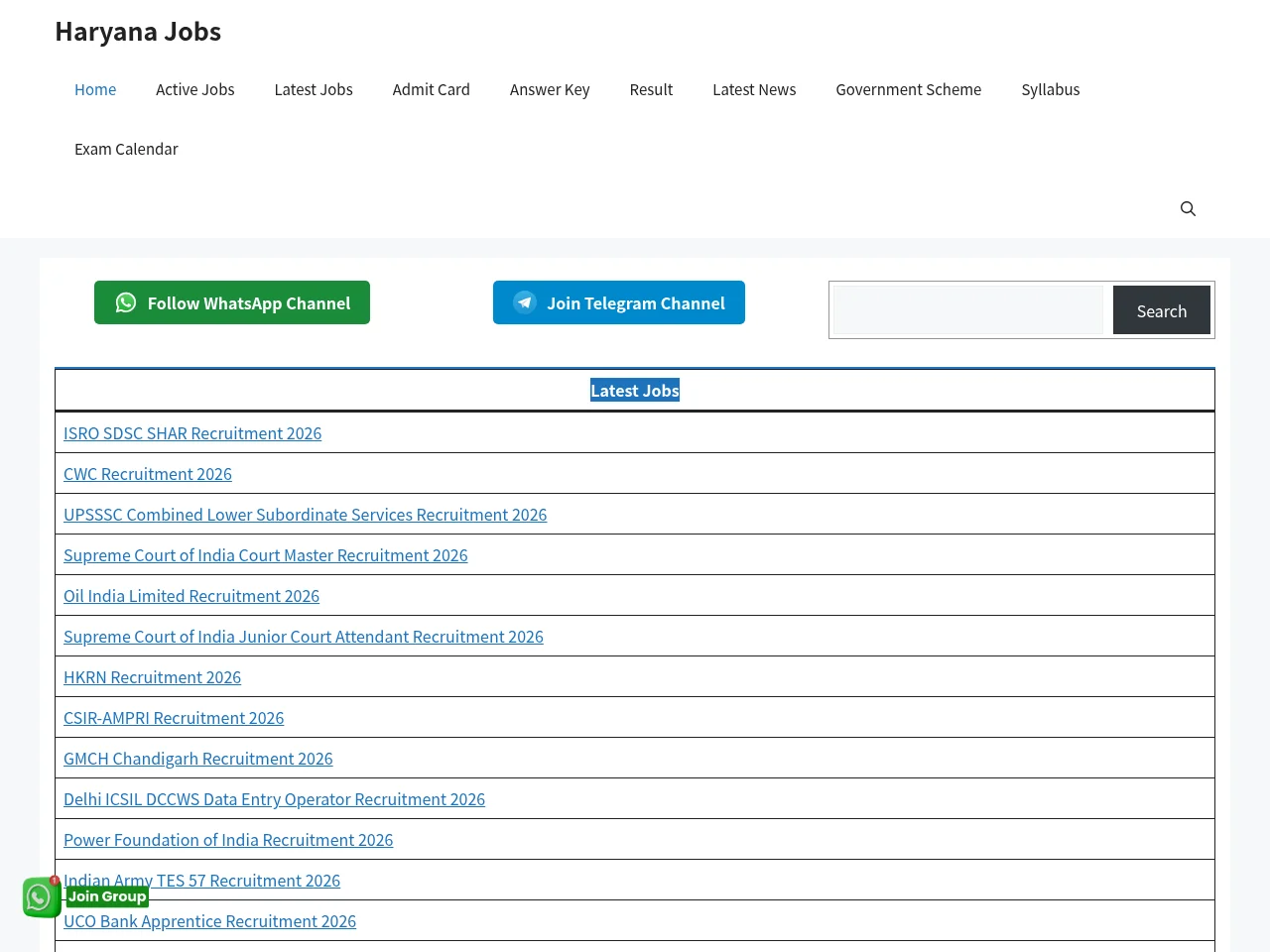 Haryana Jobs screenshot Haryana Jobs website screenshot