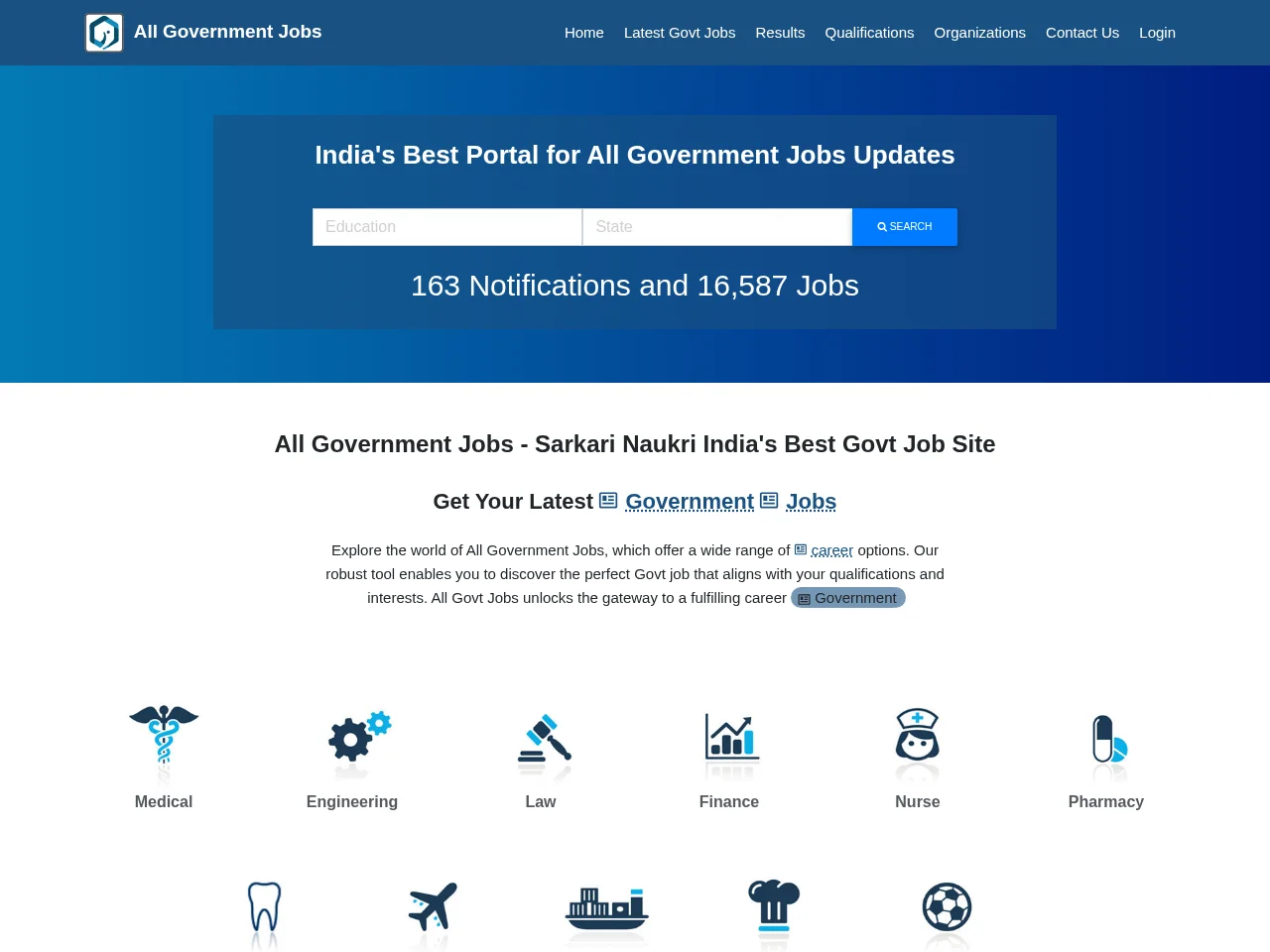 All Government Jobs screenshot All Government Jobs website screenshot