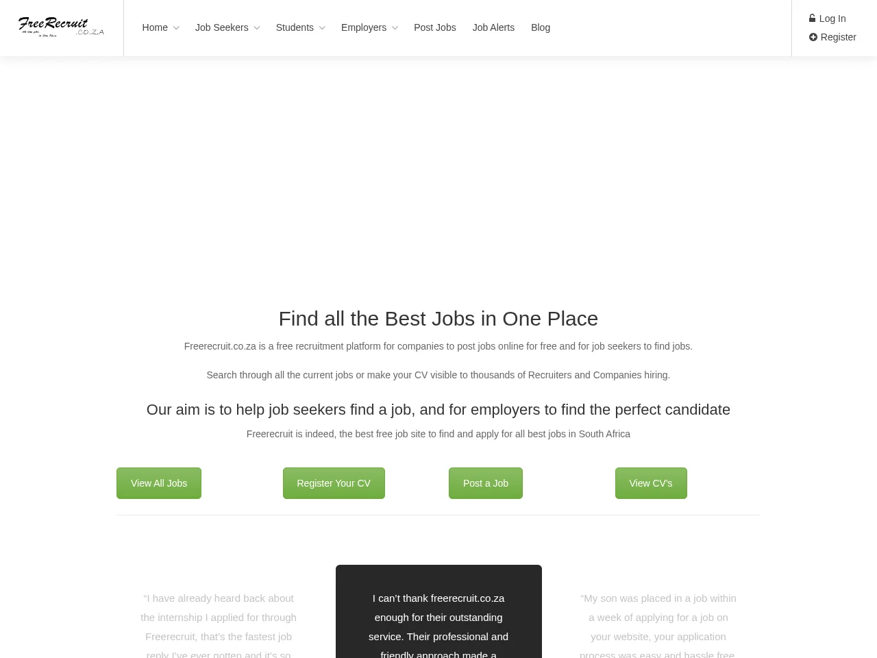 Freerecruit screenshot Freerecruit website screenshot