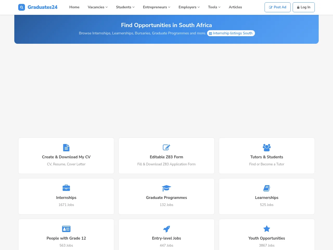 Graduates24 website screenshot