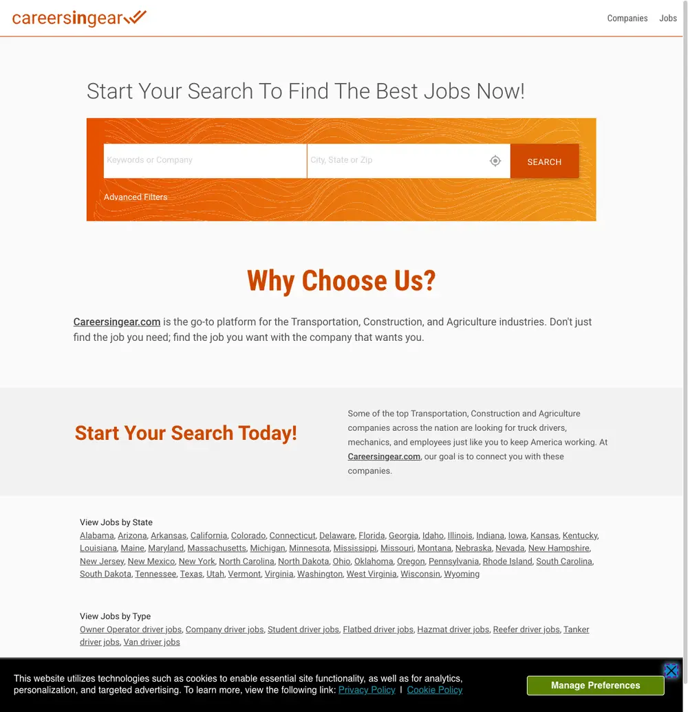 Careers In Gear screenshot Careers In Gear website screenshot