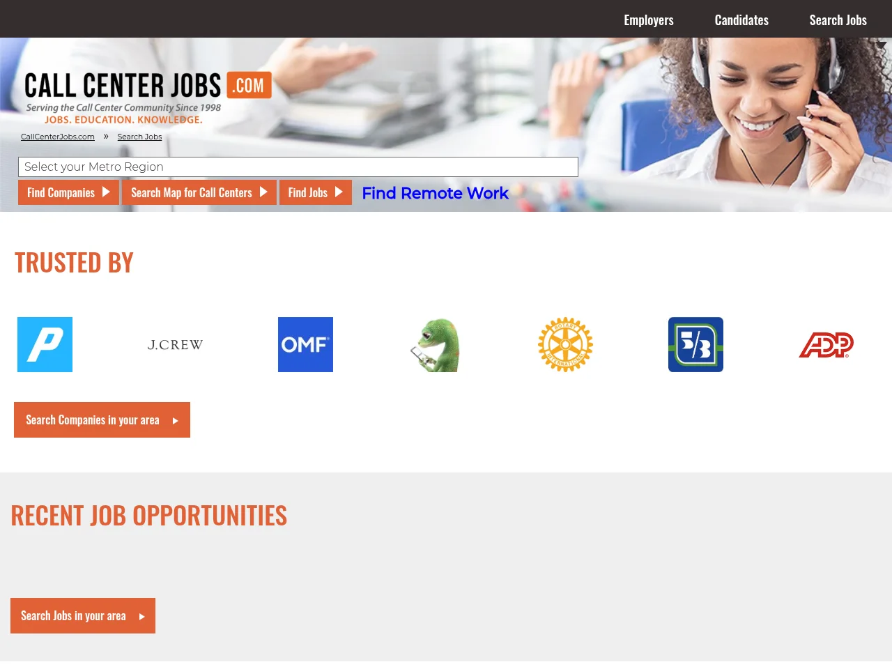 CallCenterJobs website screenshot