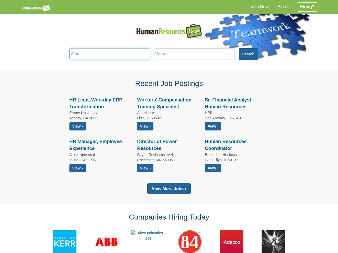 HumanResourcesJobs screenshot HumanResourcesJobs website screenshot