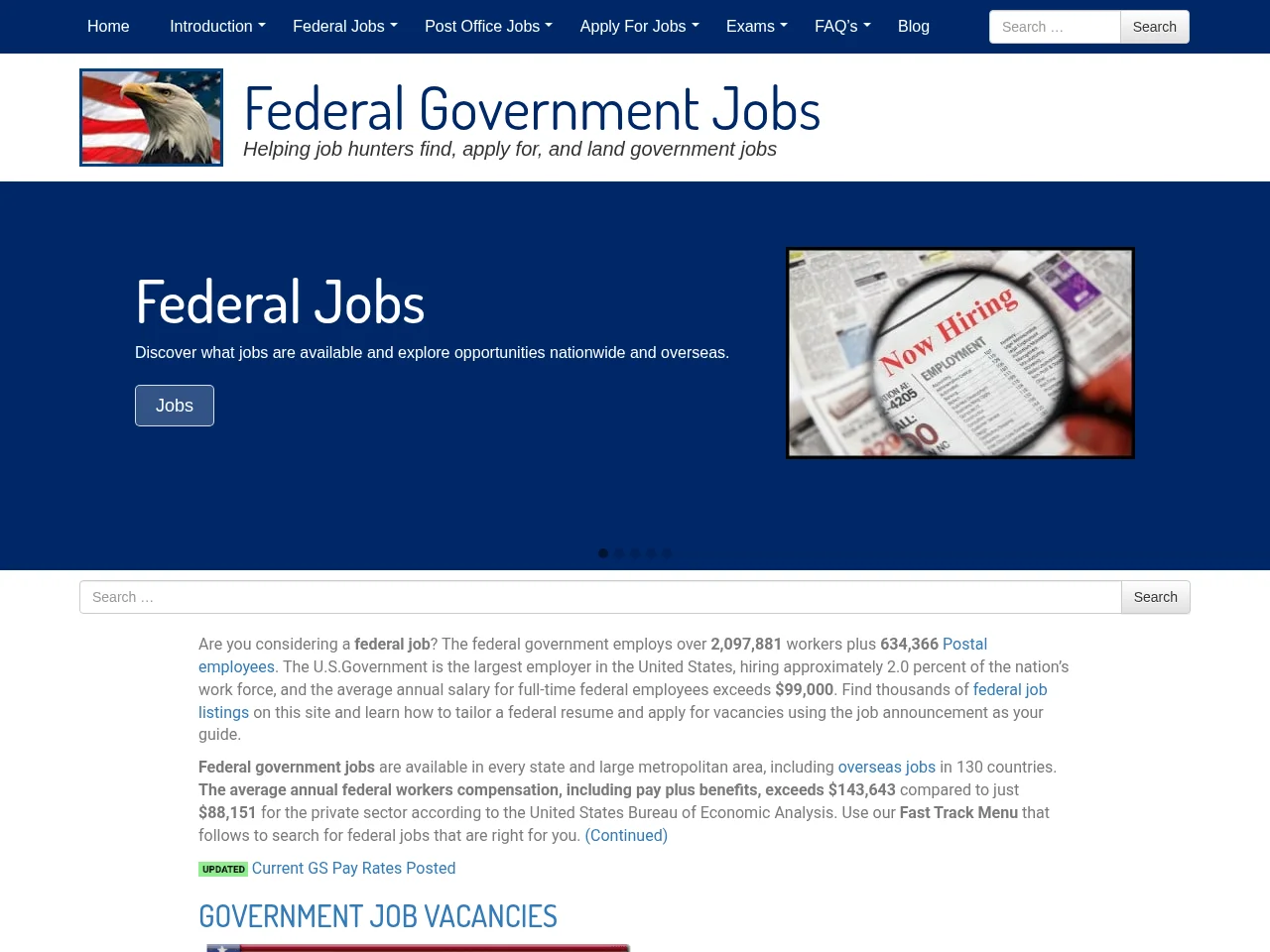 FederalJobs screenshot FederalJobs website screenshot