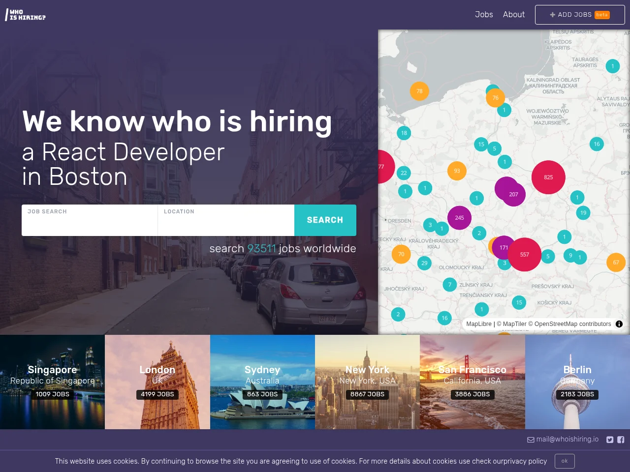 Who is Hiring website screenshot