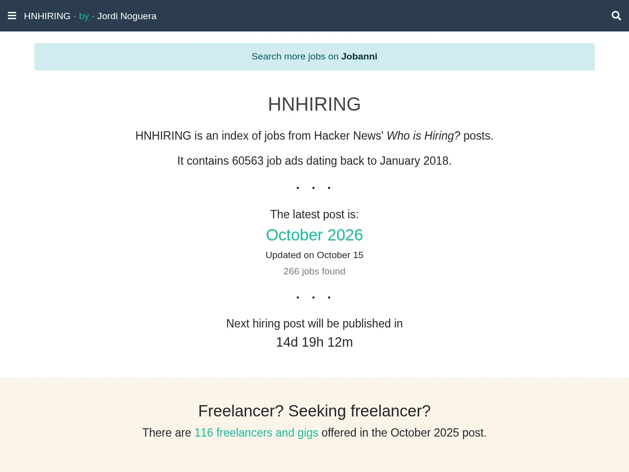 HNHIRING screenshot HNHIRING website screenshot