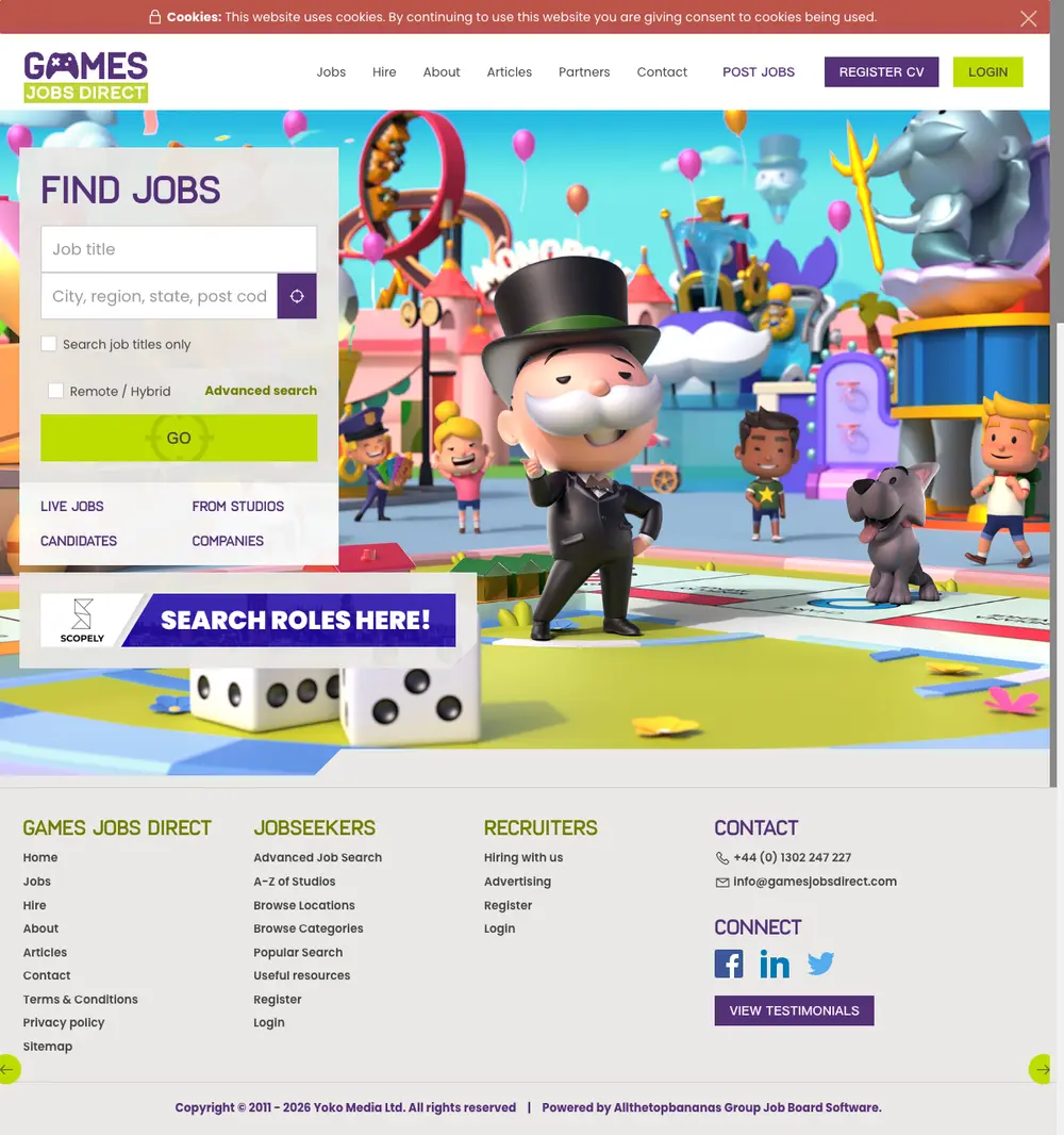 Games Jobs Direct website screenshot