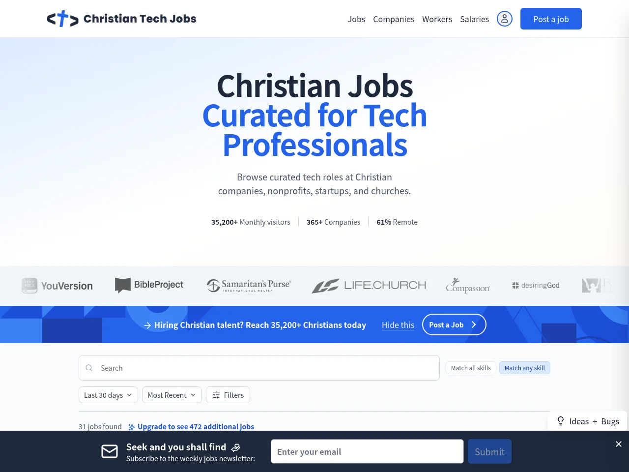 Christian Tech Jobs screenshot Christian Tech Jobs website screenshot
