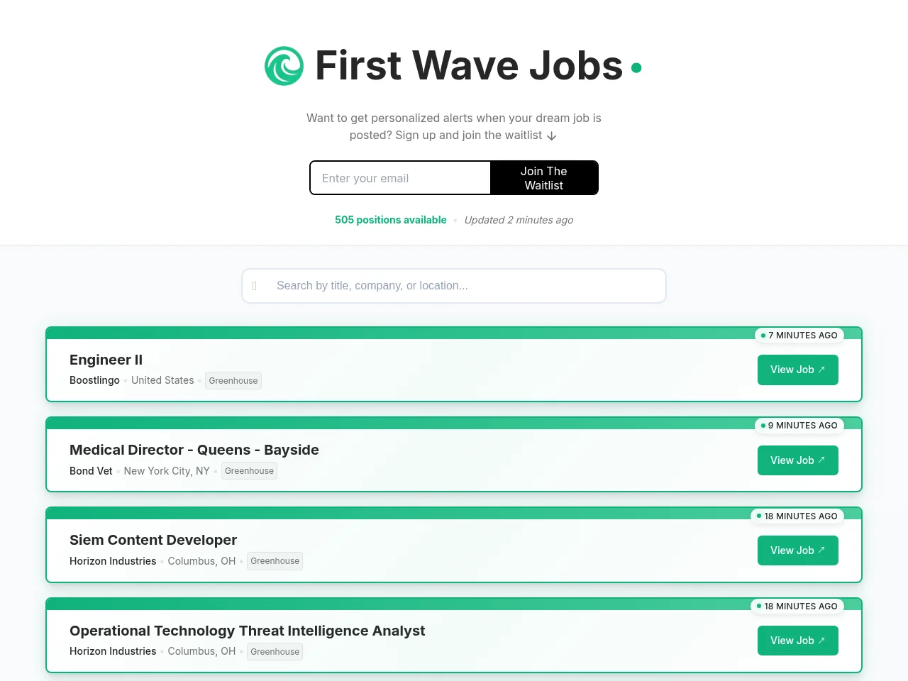 First Wave Jobs website screenshot