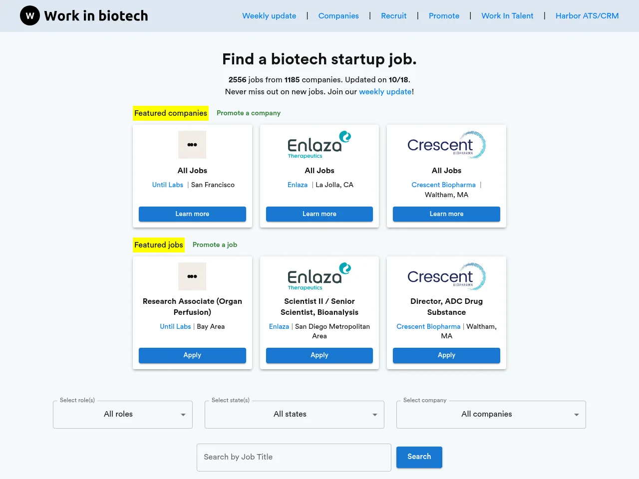 Work In Biotech screenshot Work In Biotech website screenshot