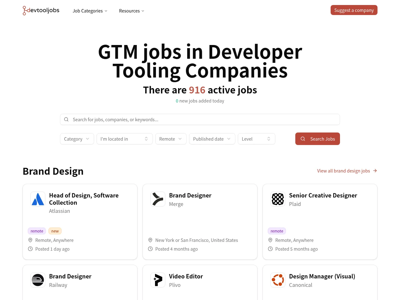 DevToolJobs website screenshot