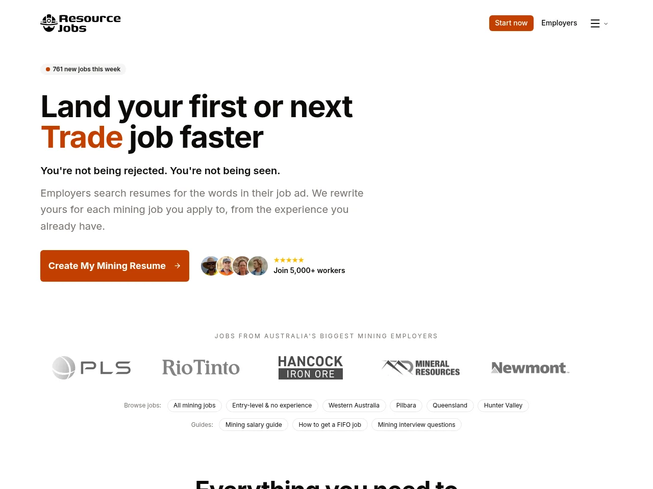 Resource Jobs website screenshot