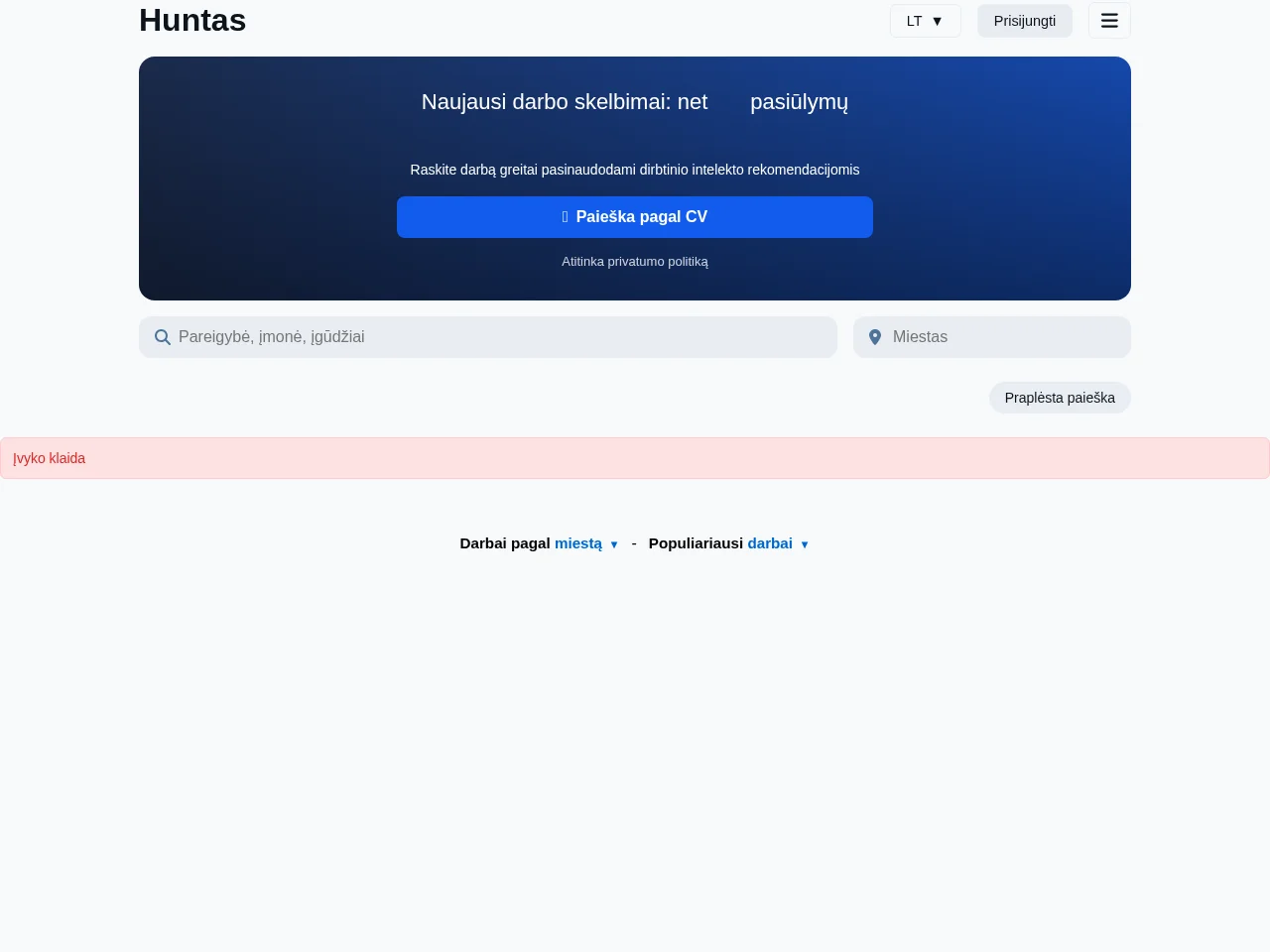 huntas website screenshot