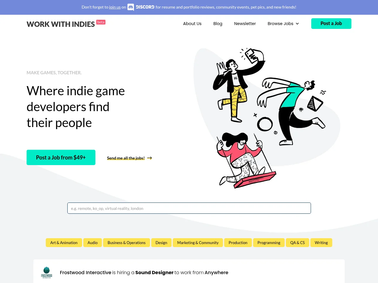 Work With Indies website screenshot