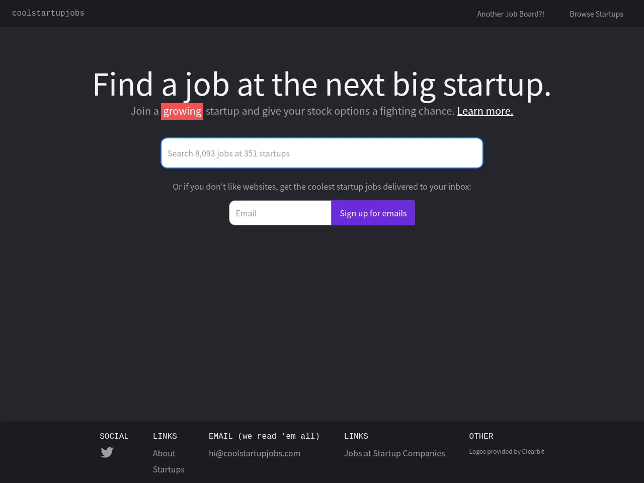 CoolStartupJobs website screenshot