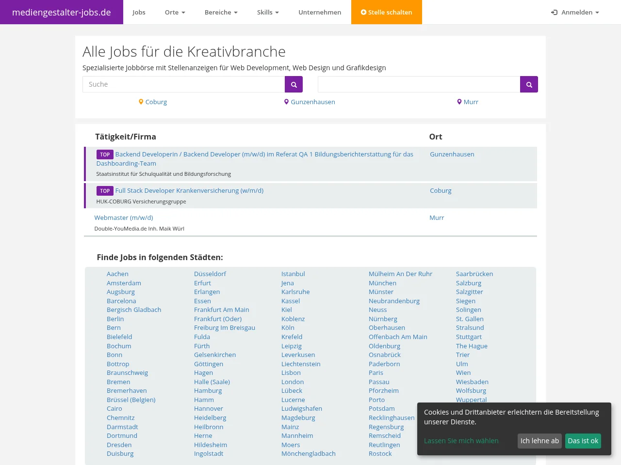 mediengestalter-jobs website screenshot
