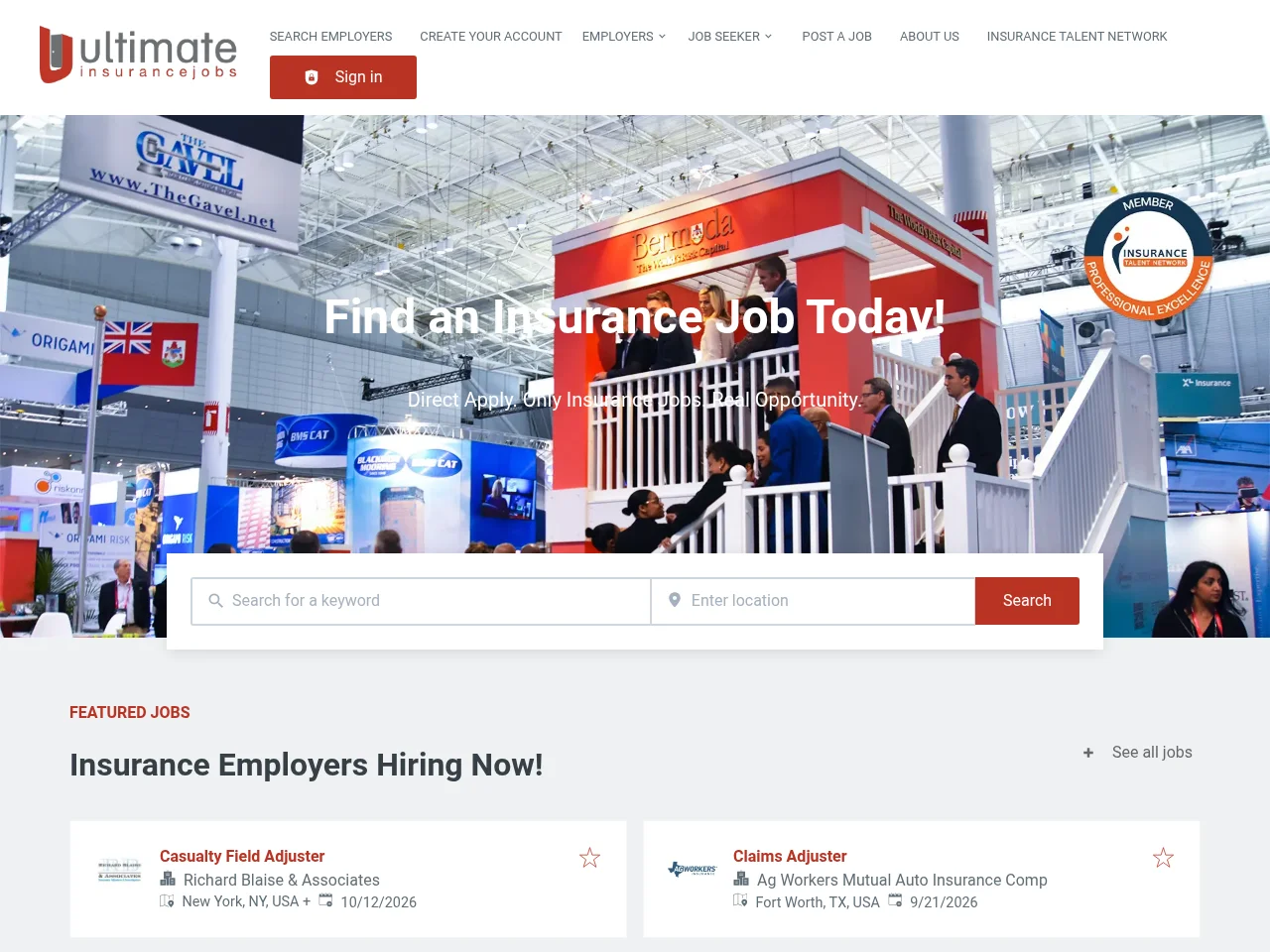 Ultimate Insurance Jobs website screenshot