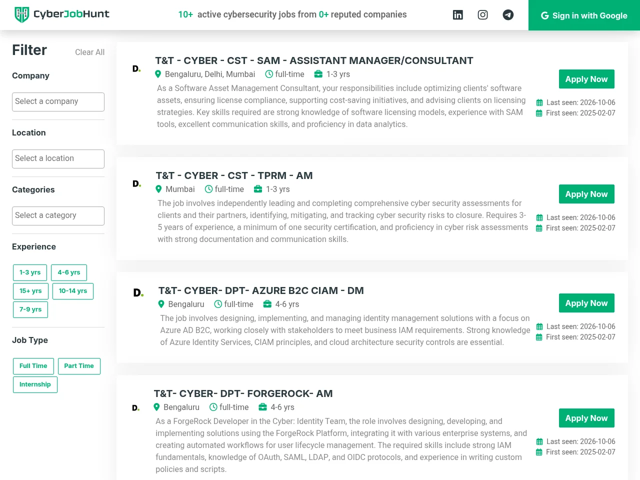 CyberJobHunt website screenshot