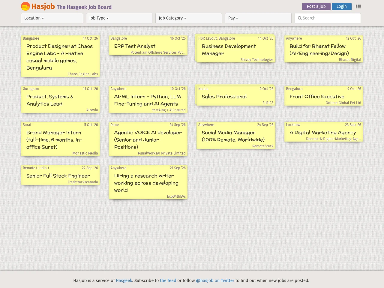 Hasjob website screenshot