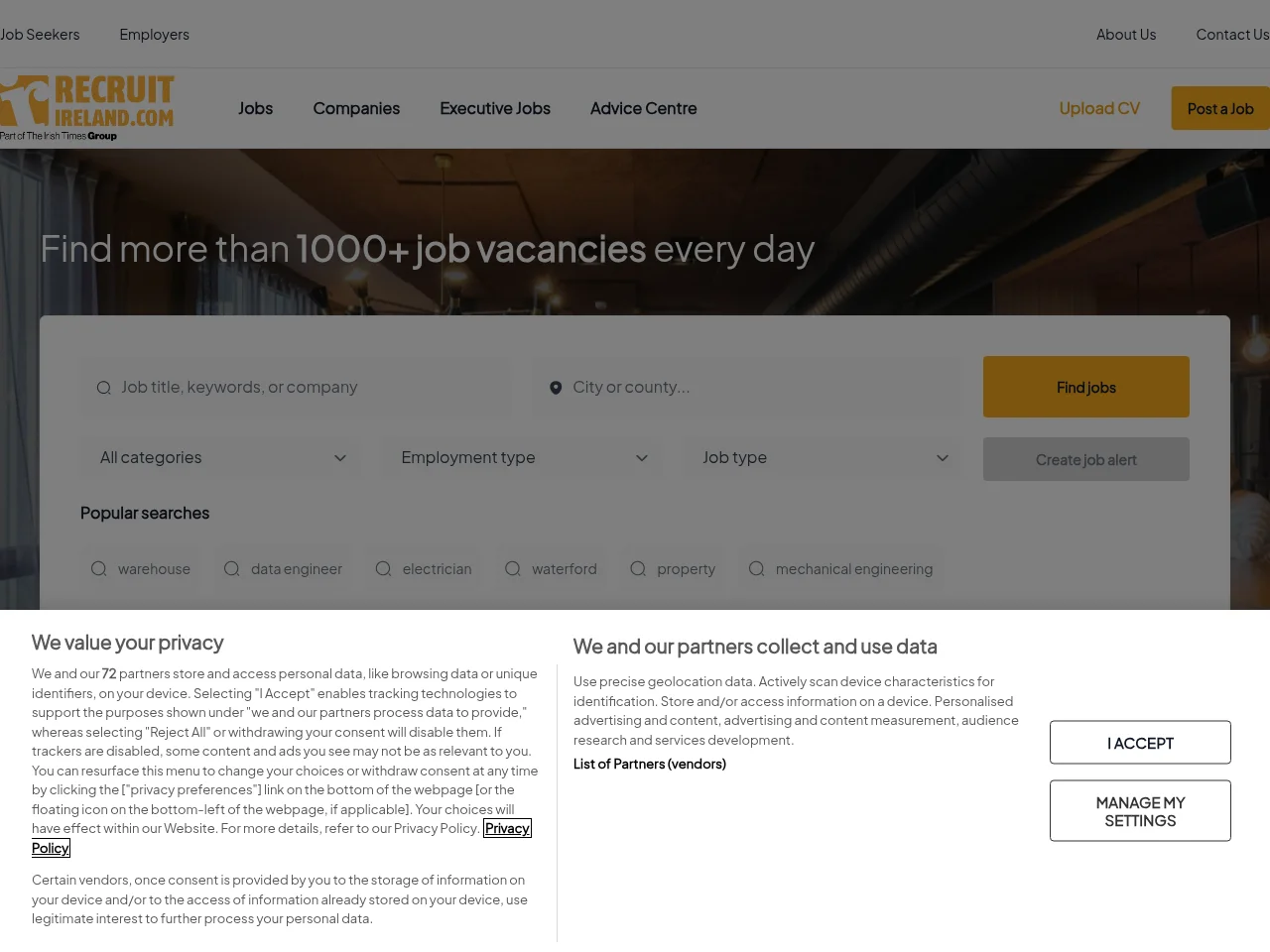 RecruitIreland website screenshot