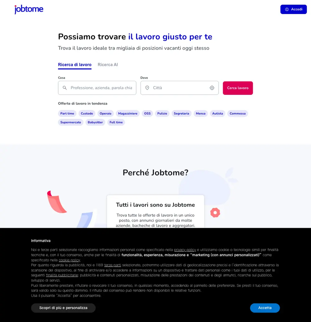 Jobtome screenshot Jobtome website screenshot