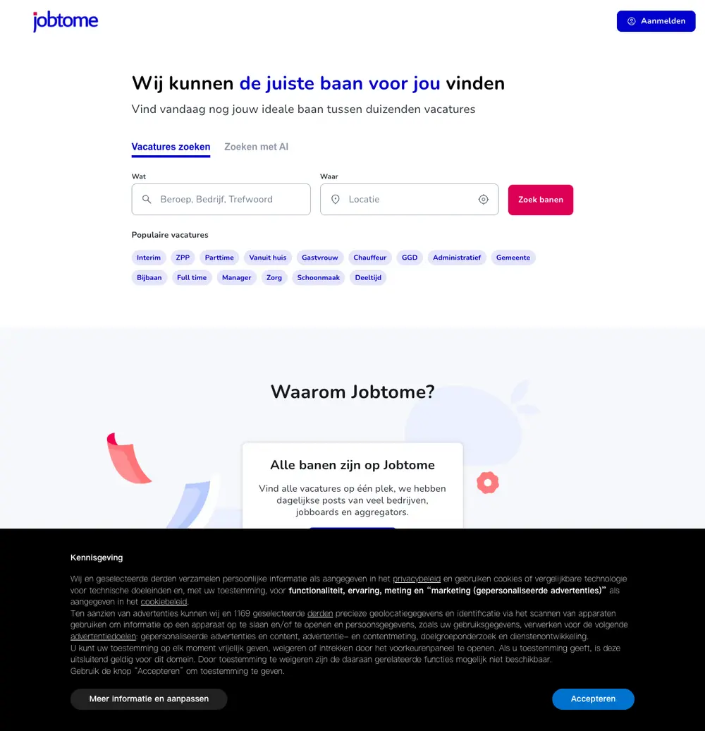 Jobtome website screenshot