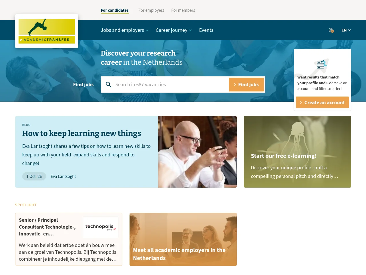 AcademicTransfer website screenshot