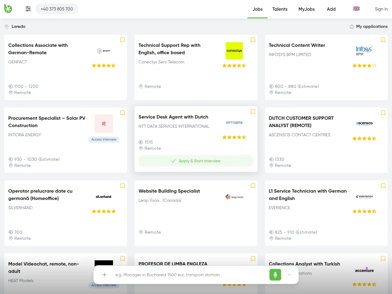 Bestjobs website screenshot