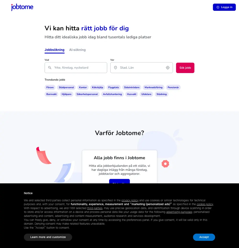 Jobtome screenshot Jobtome website screenshot
