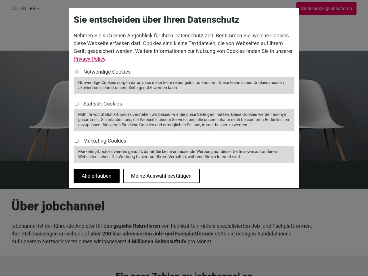 jobchannel website screenshot