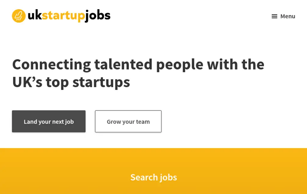 UK Startup Jobs screenshot UK Startup Jobs website screenshot