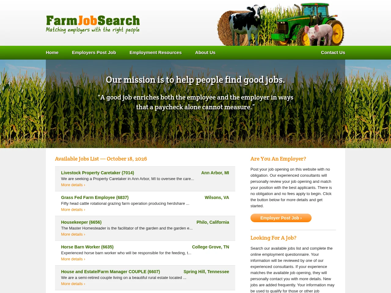 Farm Job Search screenshot Farm Job Search website screenshot