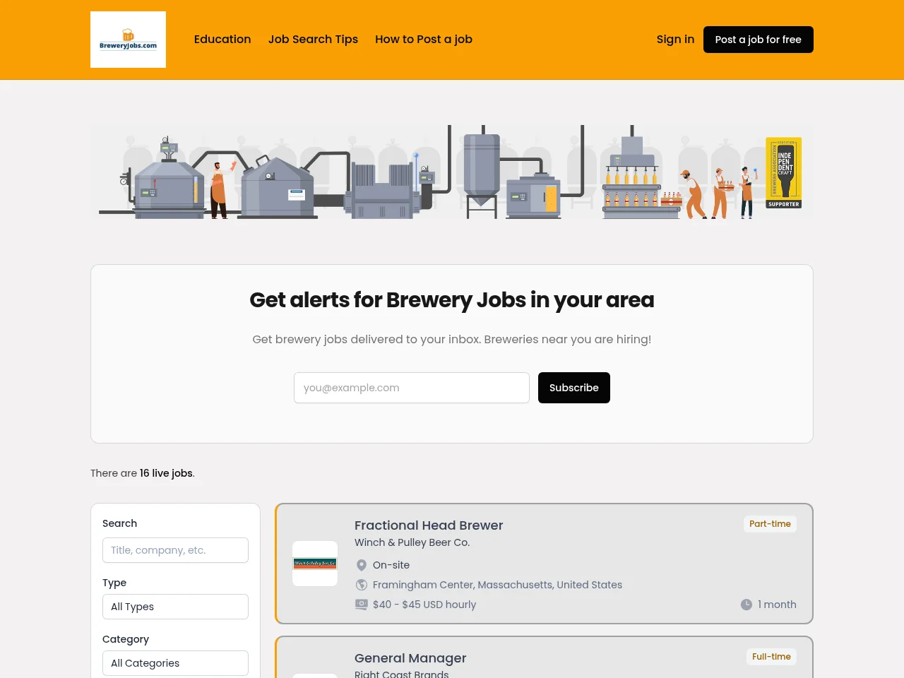 BreweryJobs website screenshot
