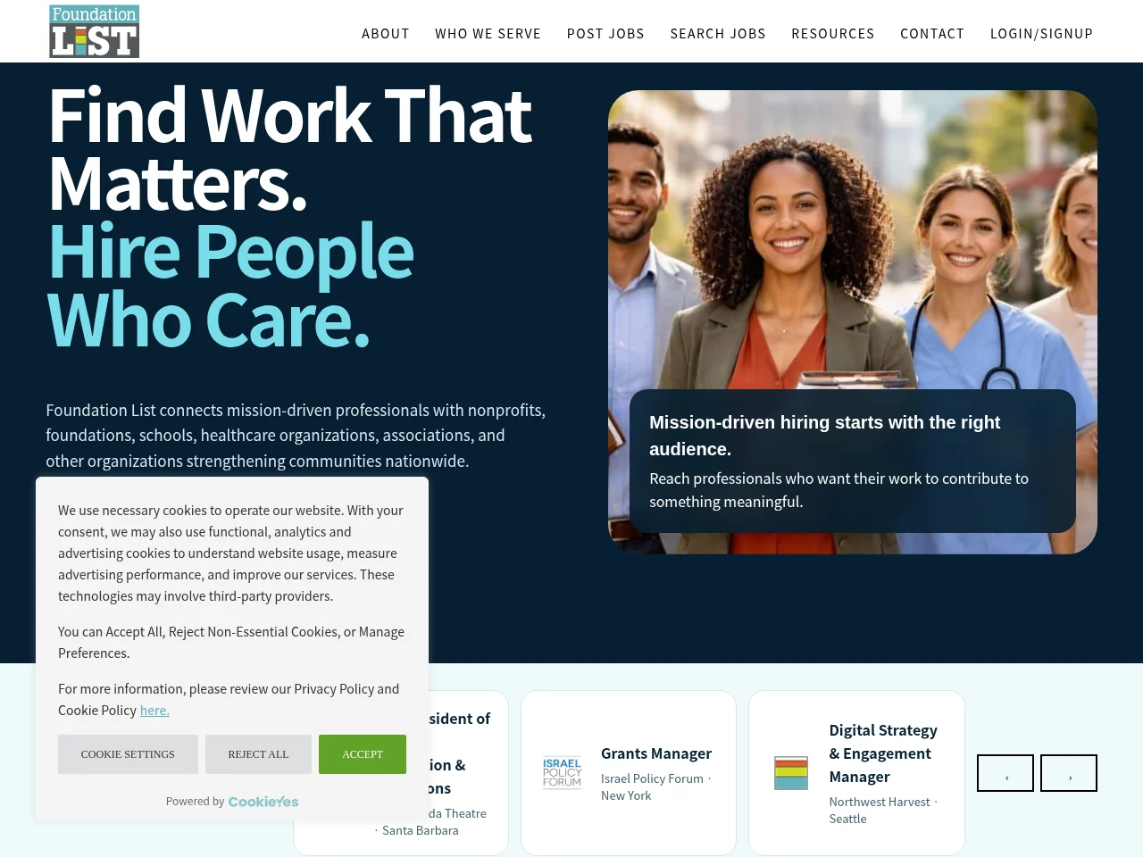 Foundation List website screenshot