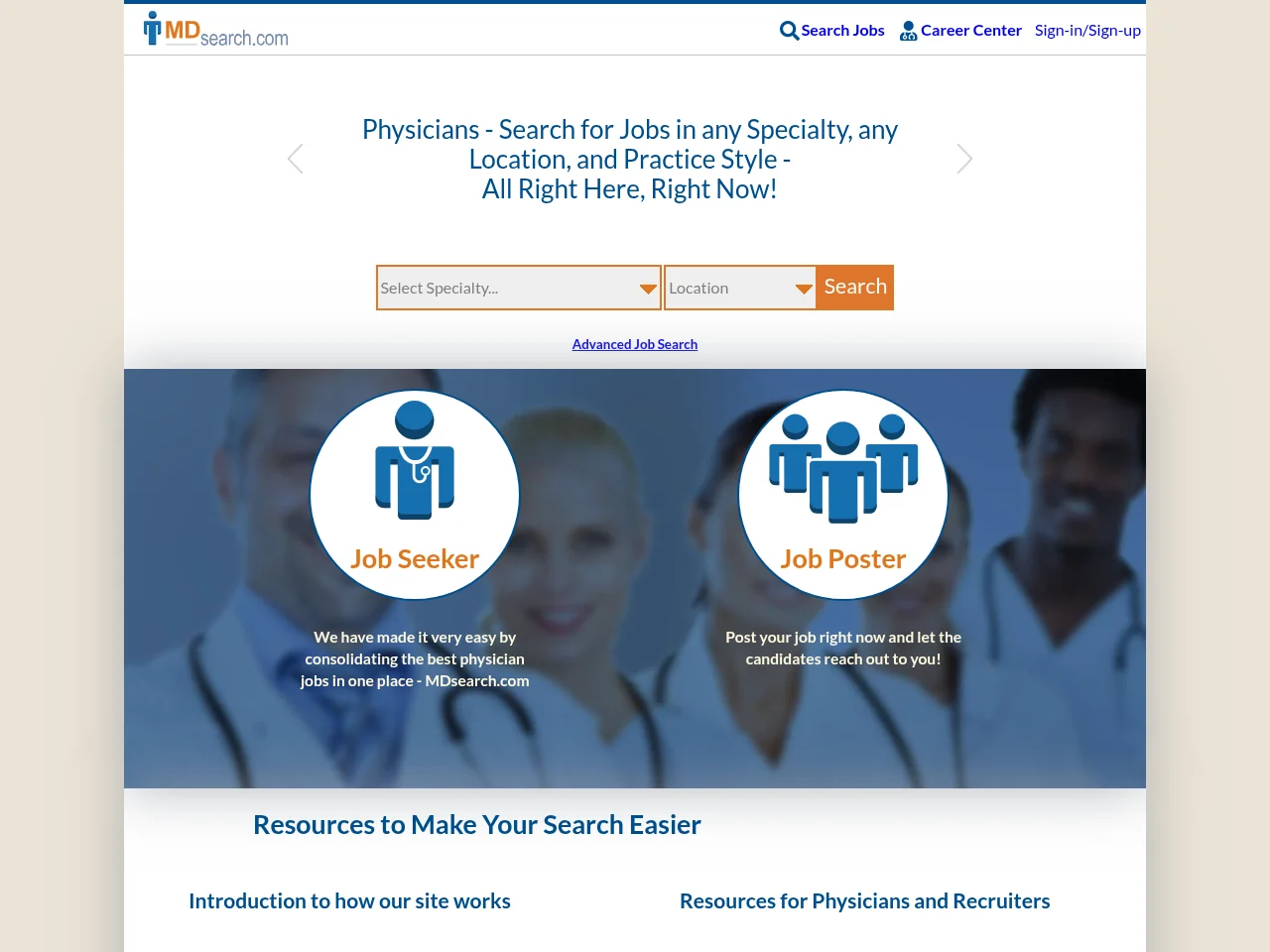 MDsearch website screenshot