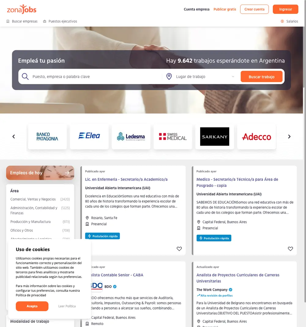 ZonaJobs screenshot ZonaJobs website screenshot