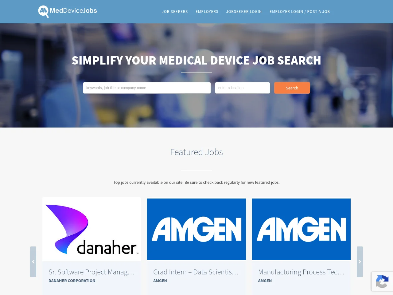 MedDeviceJobs website screenshot