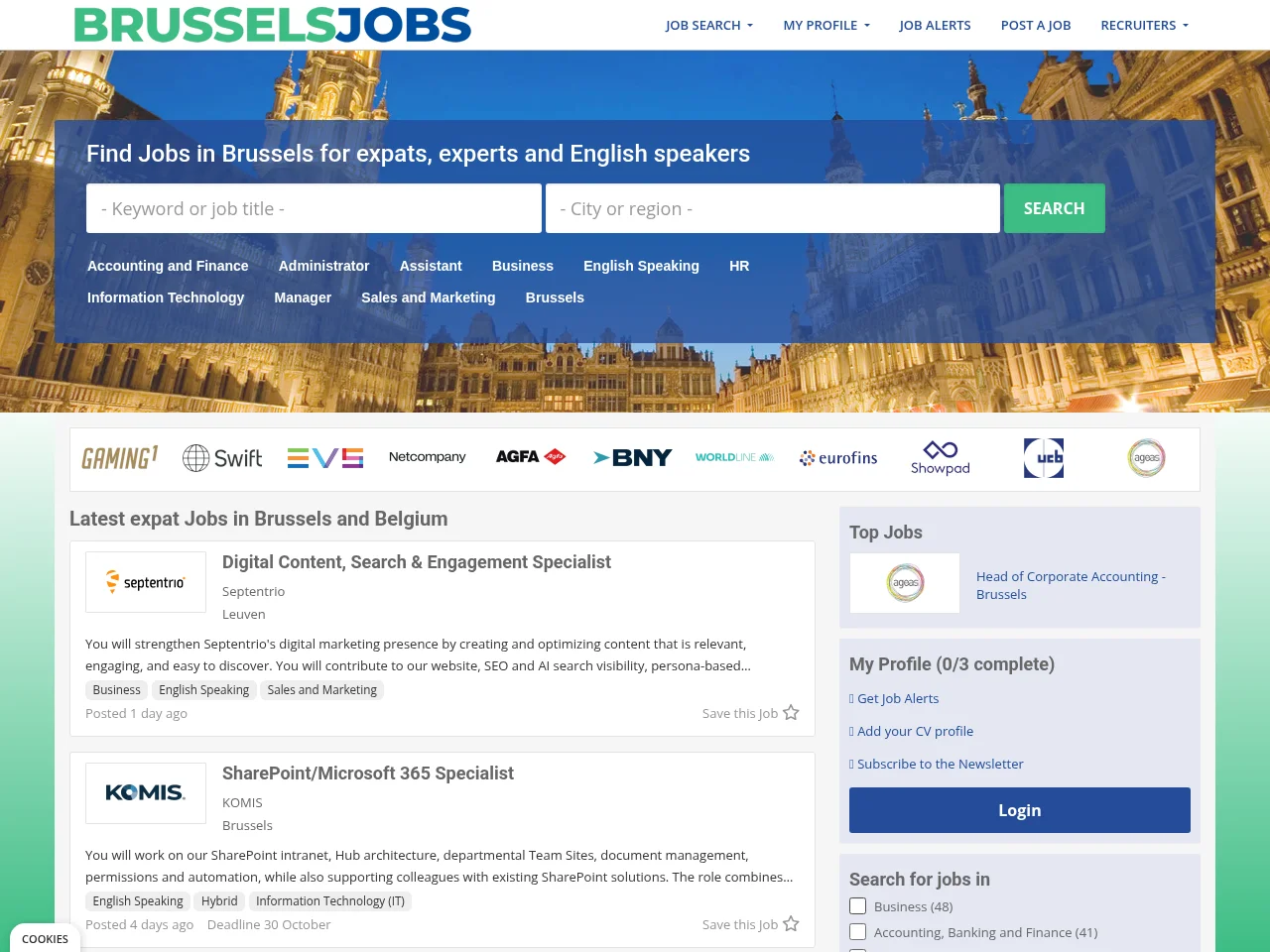 BrusselsJobs website screenshot