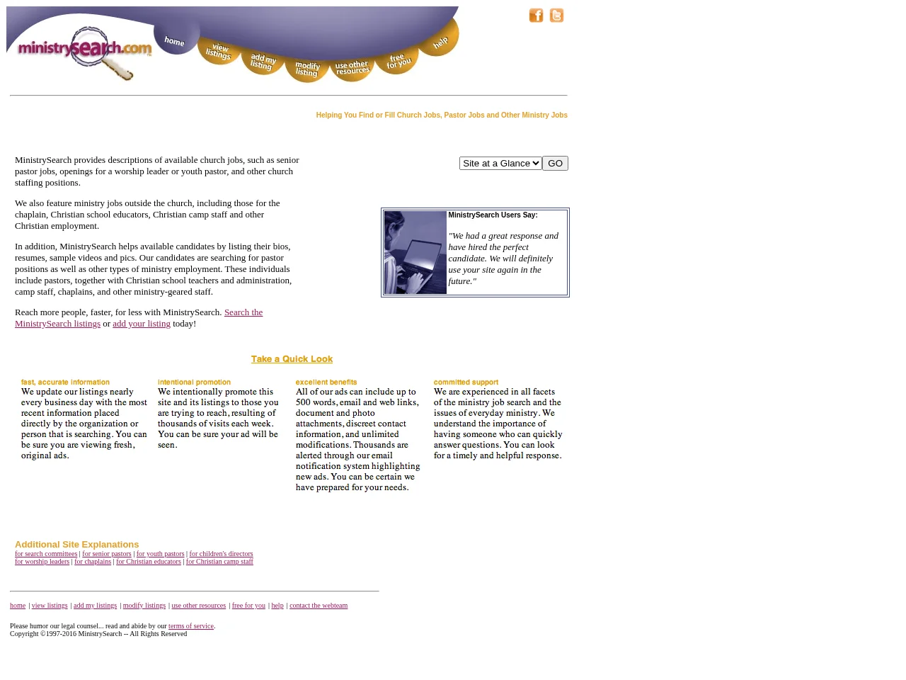 MinistrySearch website screenshot