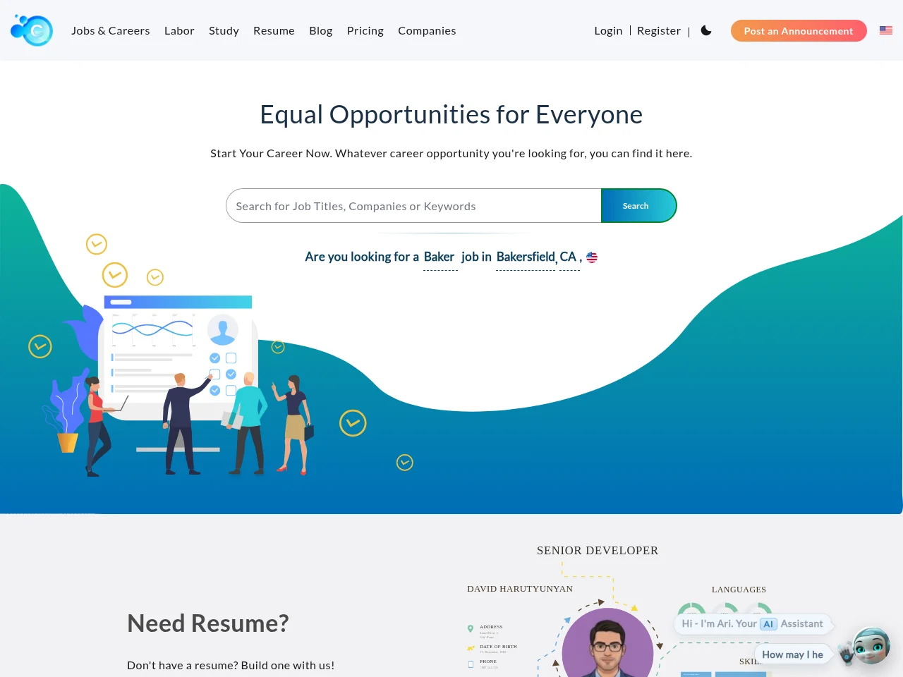 CareerCenter website screenshot