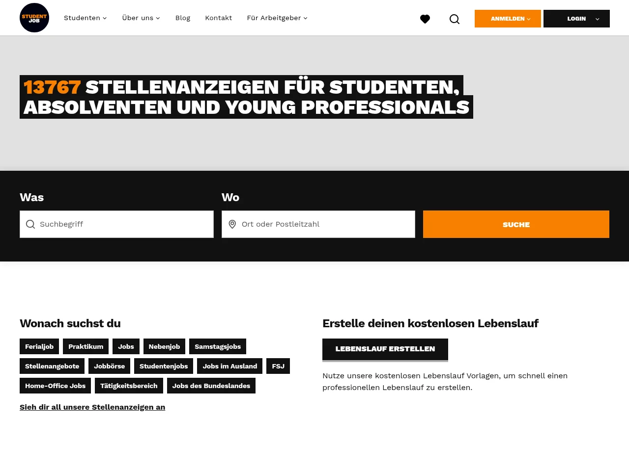 StudentJob AT screenshot StudentJob AT website screenshot