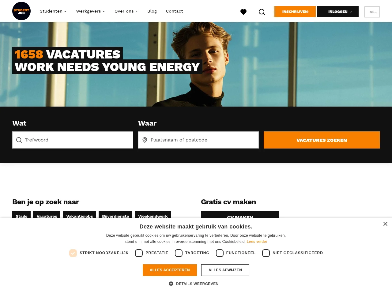 StudentJob website screenshot