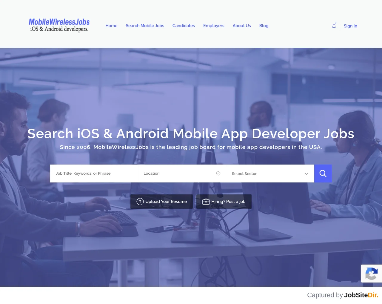 Mobile Wireless Jobs website screenshot