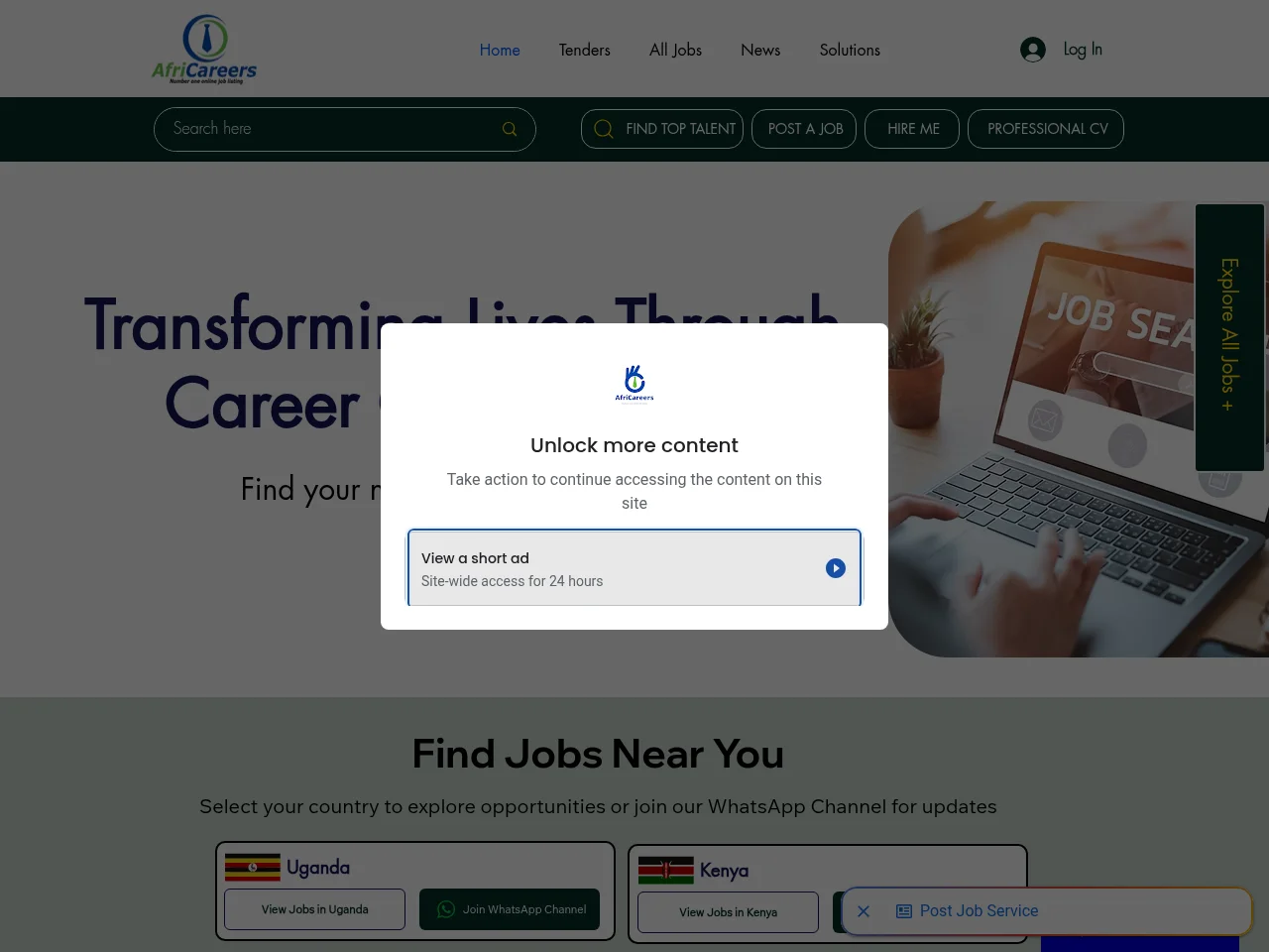 AfriCareers screenshot AfriCareers website screenshot