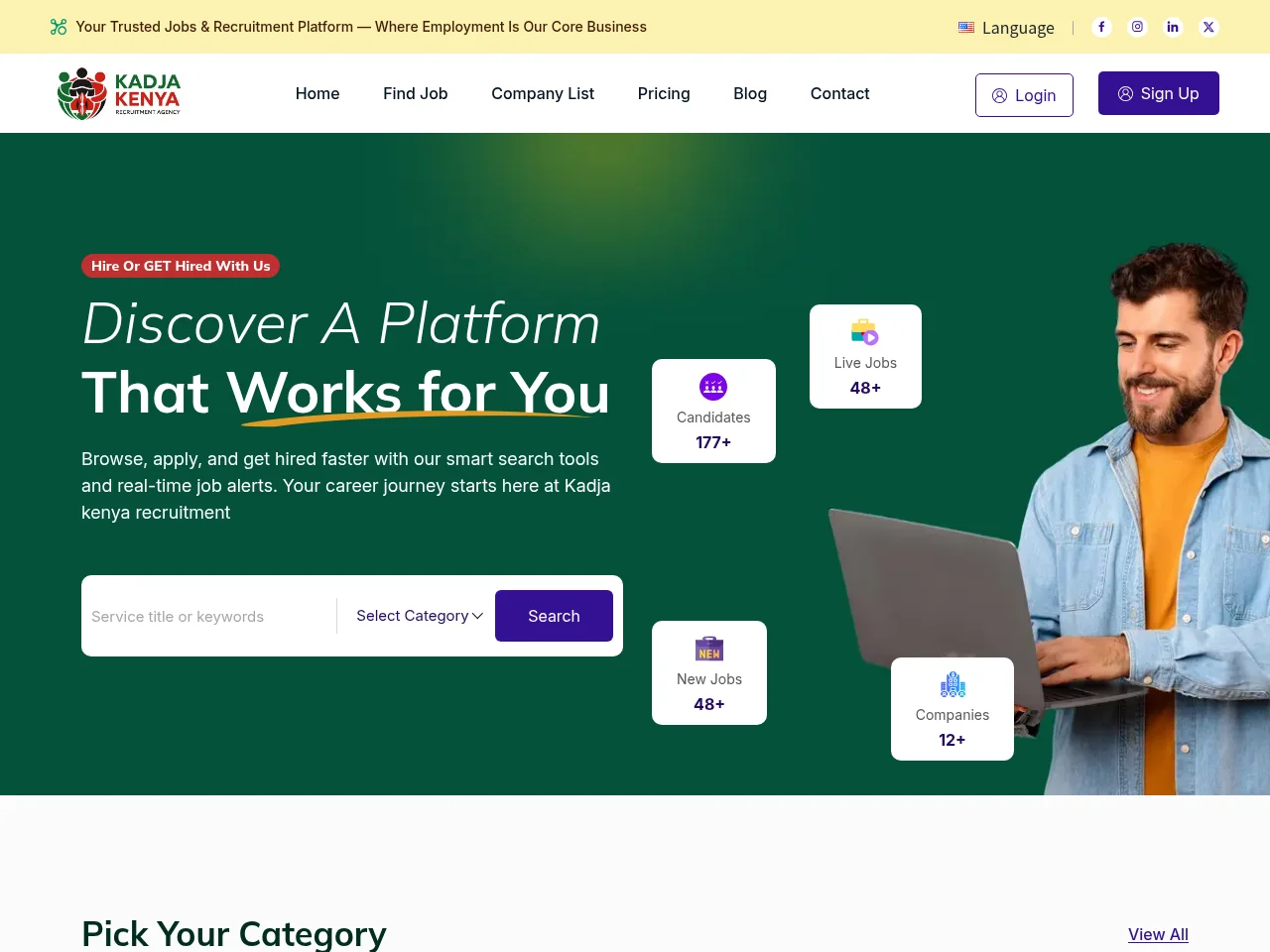 Kadja Kenya Recruitment Agencies screenshot Kadja Kenya Recruitment Agencies website screenshot