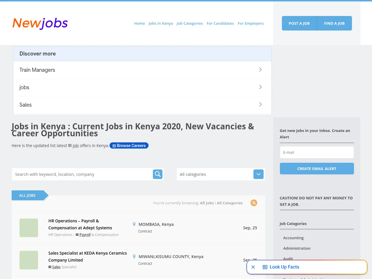 NewJobs Kenya website screenshot